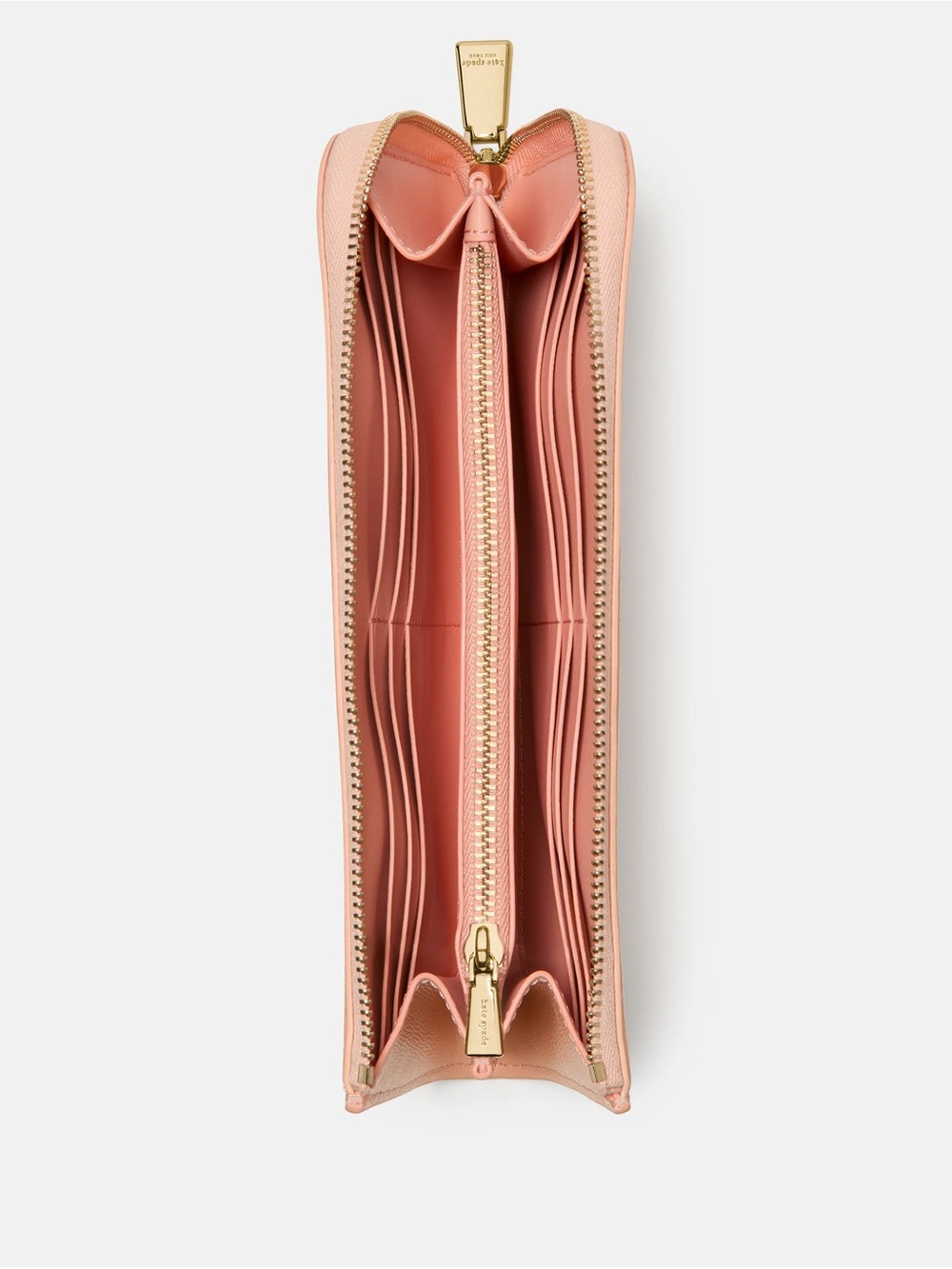kate spade Peach Zip-Around Leather Wallet with Gold Logo - Picture 3 of 4